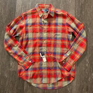 Y2K Polo Ralph Lauren Men's Plaid Button Down Shirt Red Blue Green Classic Fit L